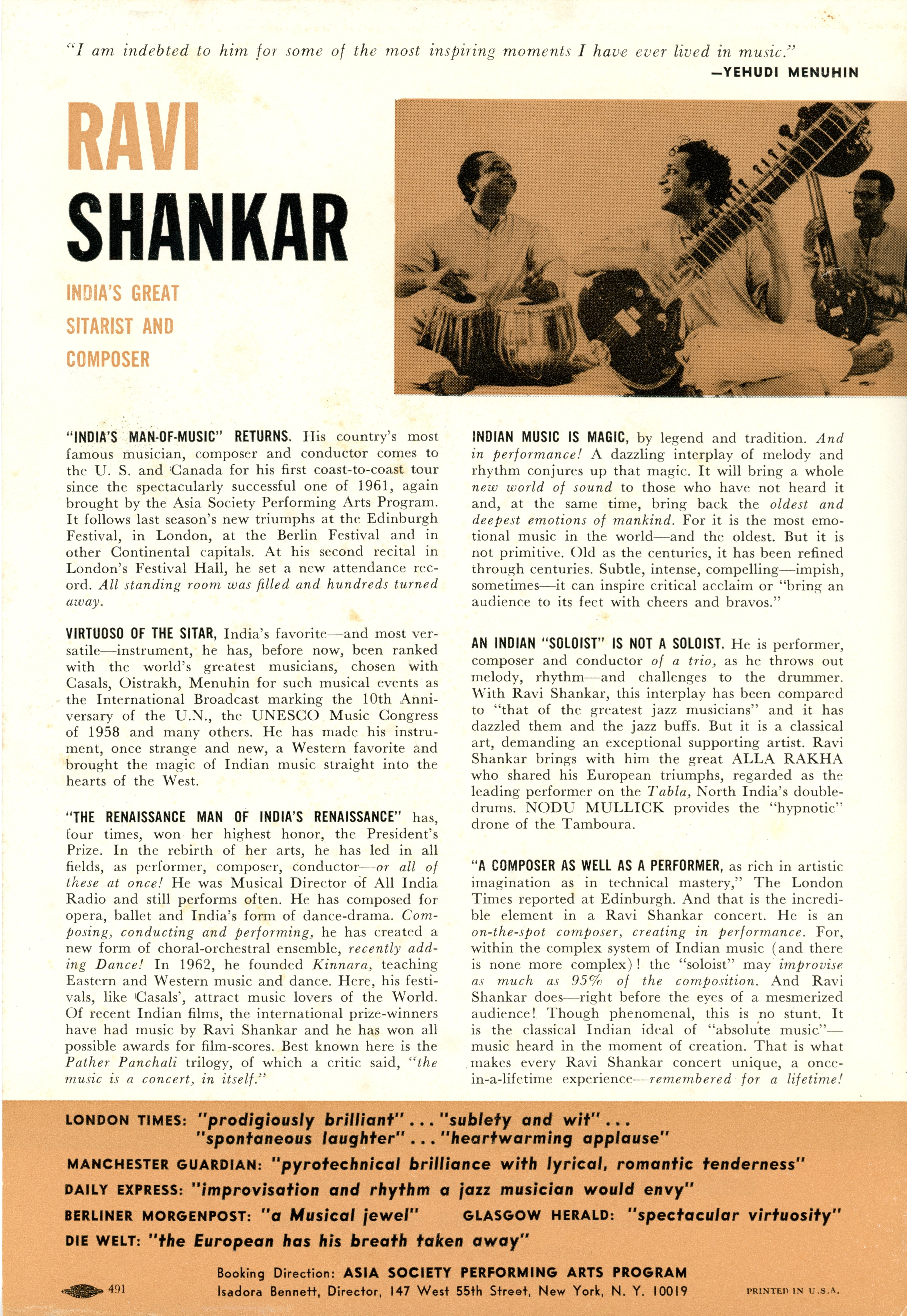 Ravi Shankar: India's Great Sitarist and Composer (Back)